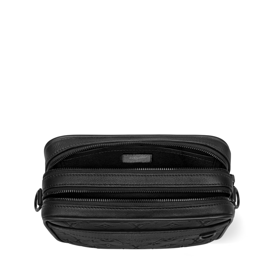 Alpha Messenger Monogram Shadow Calfskin Leather Black-Toned Hardware