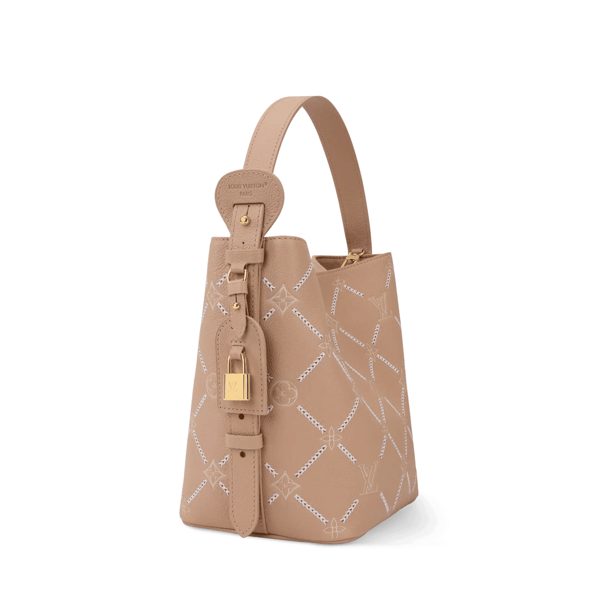 All In MM Hazelnut Couture Monogram Empreinte Leather Bucket Bag M28524