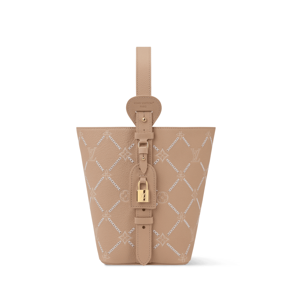 All In MM Hazelnut Couture Monogram Empreinte Leather Bucket Bag M28524