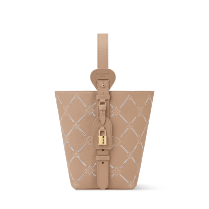 All In MM Hazelnut Couture Monogram Empreinte Leather Bucket Bag M28524