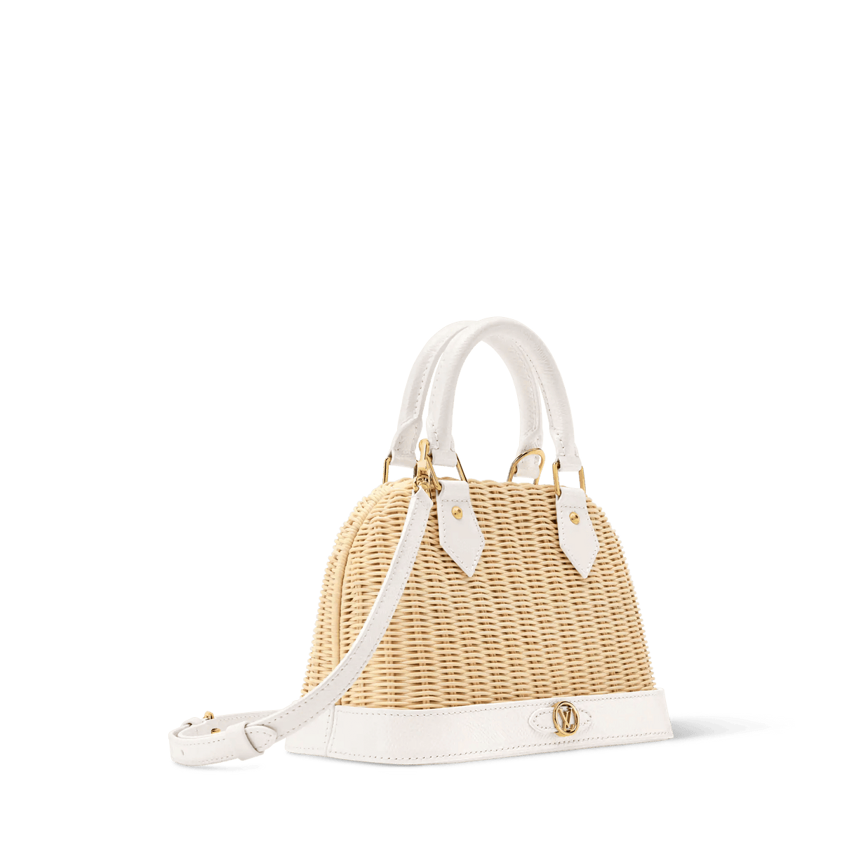 Alma BB Off White Wicker Karung Leather Handbag