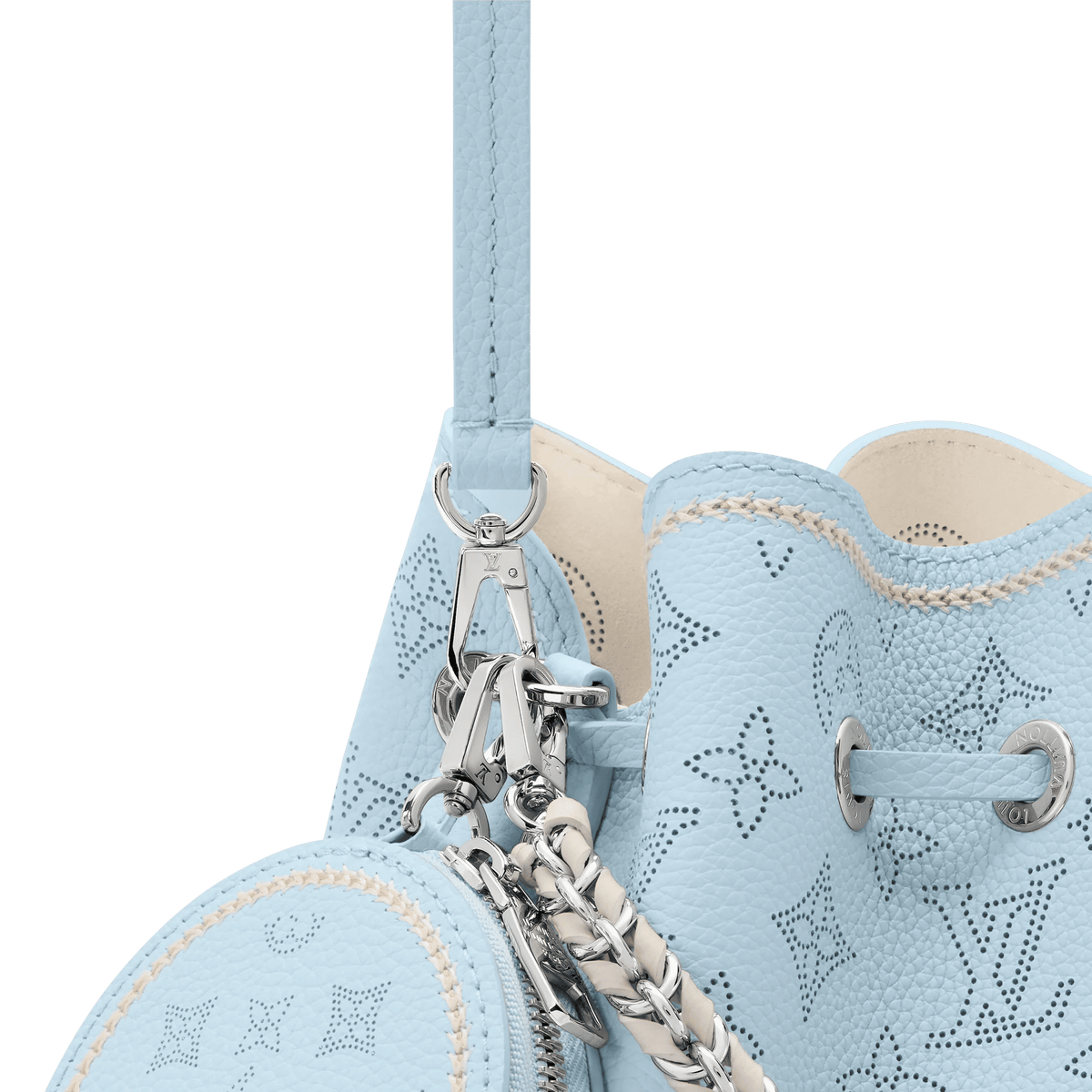 Bella Mahina Bleu Olympe Perforated Calfskin Leather Tote Bag M28885