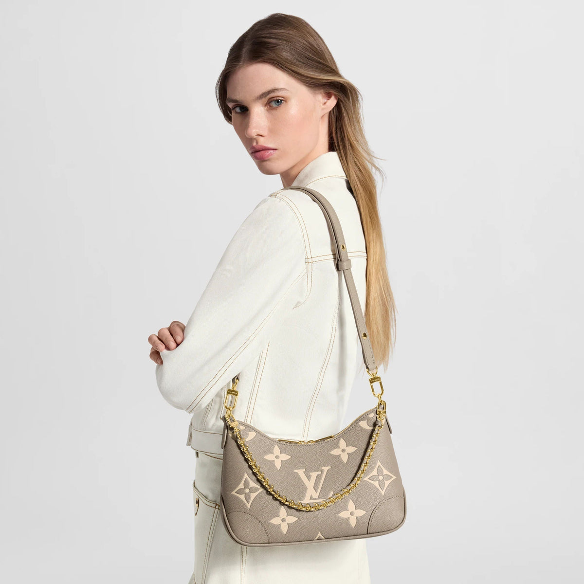 Boulogne PM Bicolor Monogram Empreinte Leather Shoulder Bag M13224