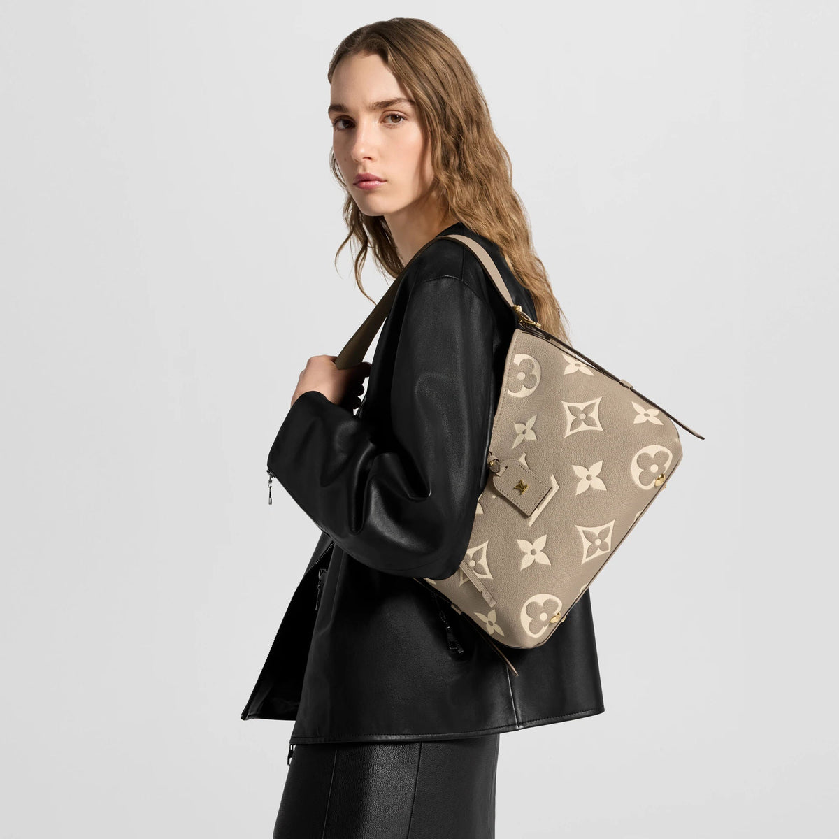 CarryAll PM Bicolor Monogram Empreinte Leather Hobo Bag M47180