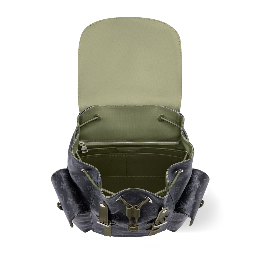 Christopher MM Monogram Eclipse Canvas Khaki Green Ruthenium-Tone Brass Hardware