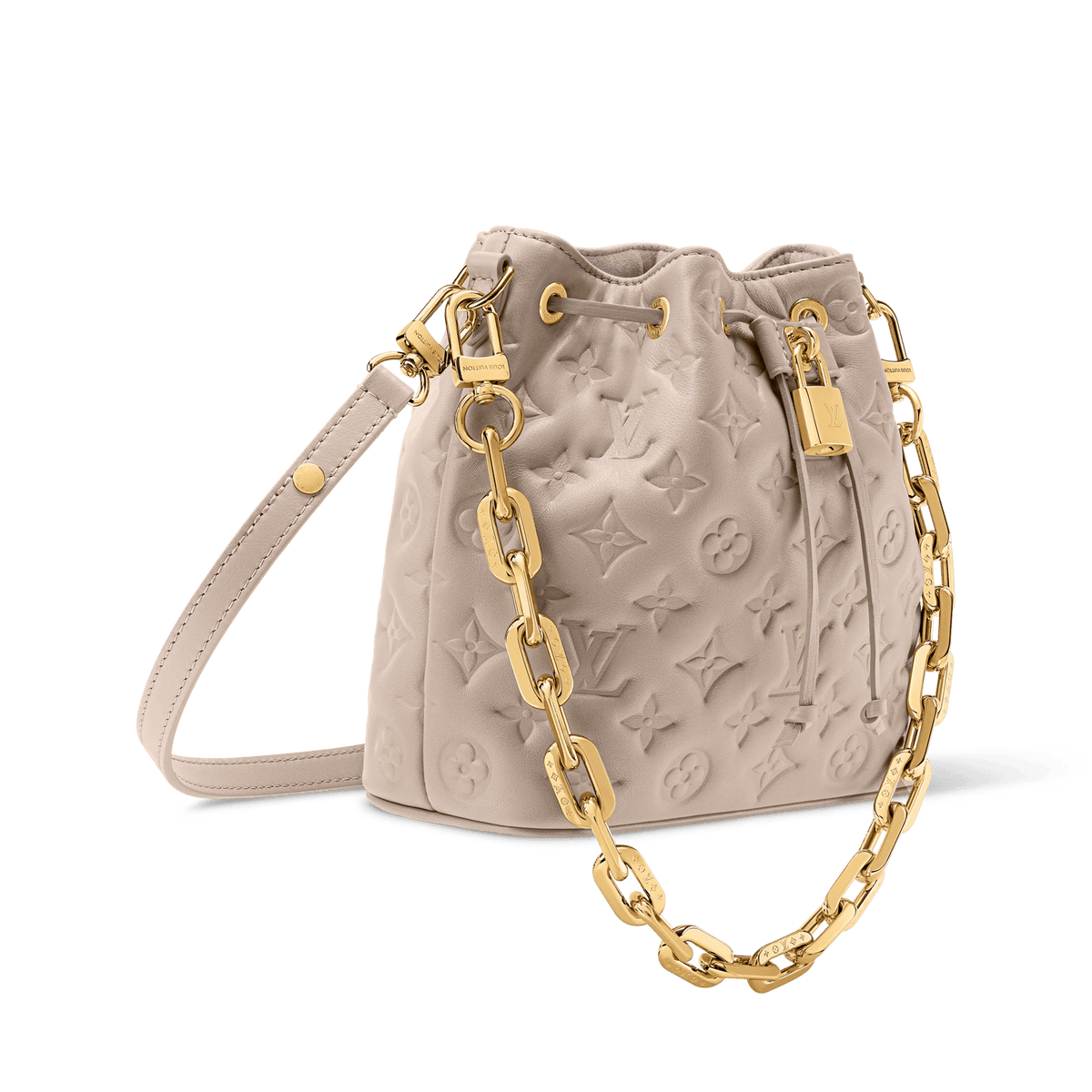 Coussin Bucket Monogram Embossed Lambskin Drawstring Bag M26530