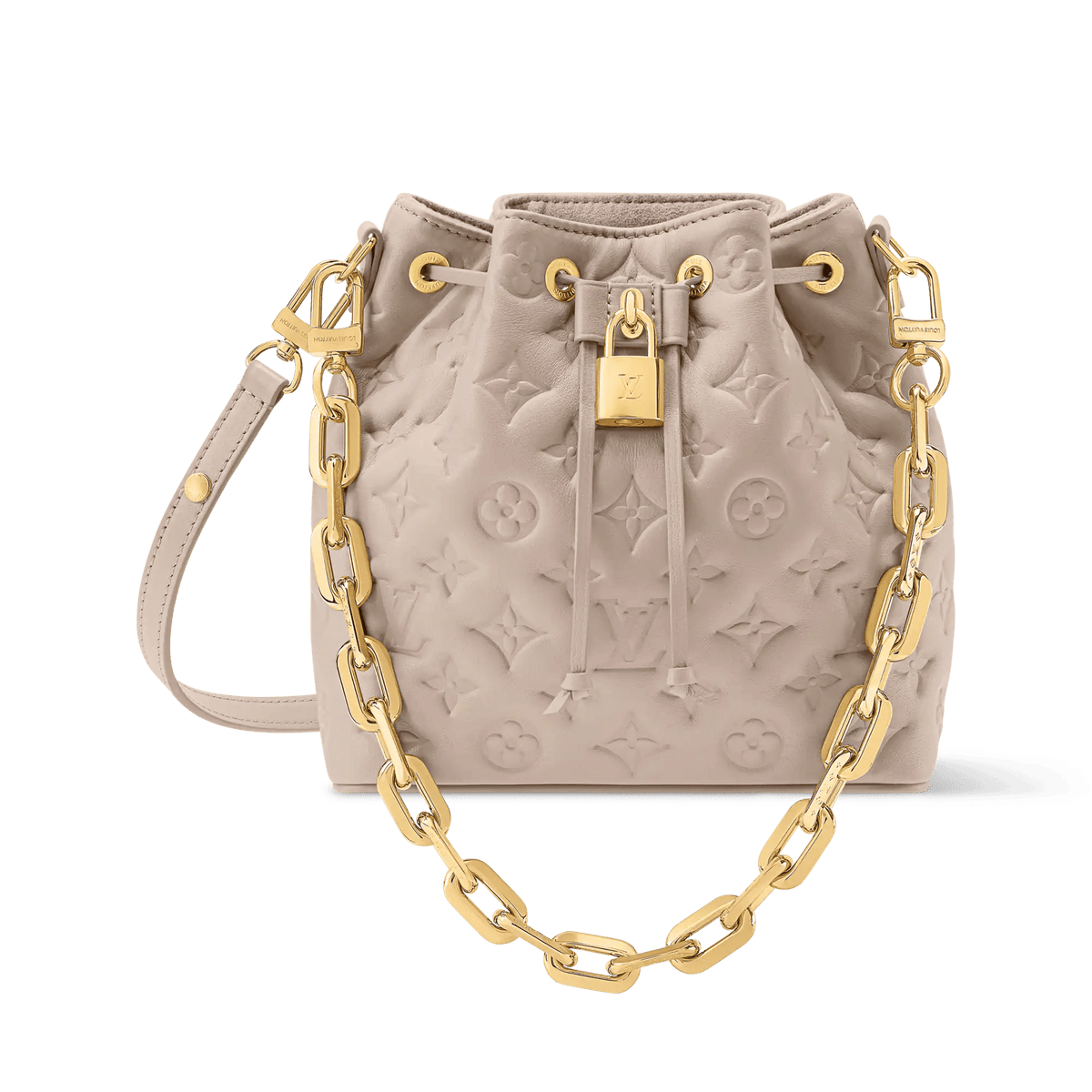 Coussin Bucket Monogram Embossed Lambskin Drawstring Bag M26530