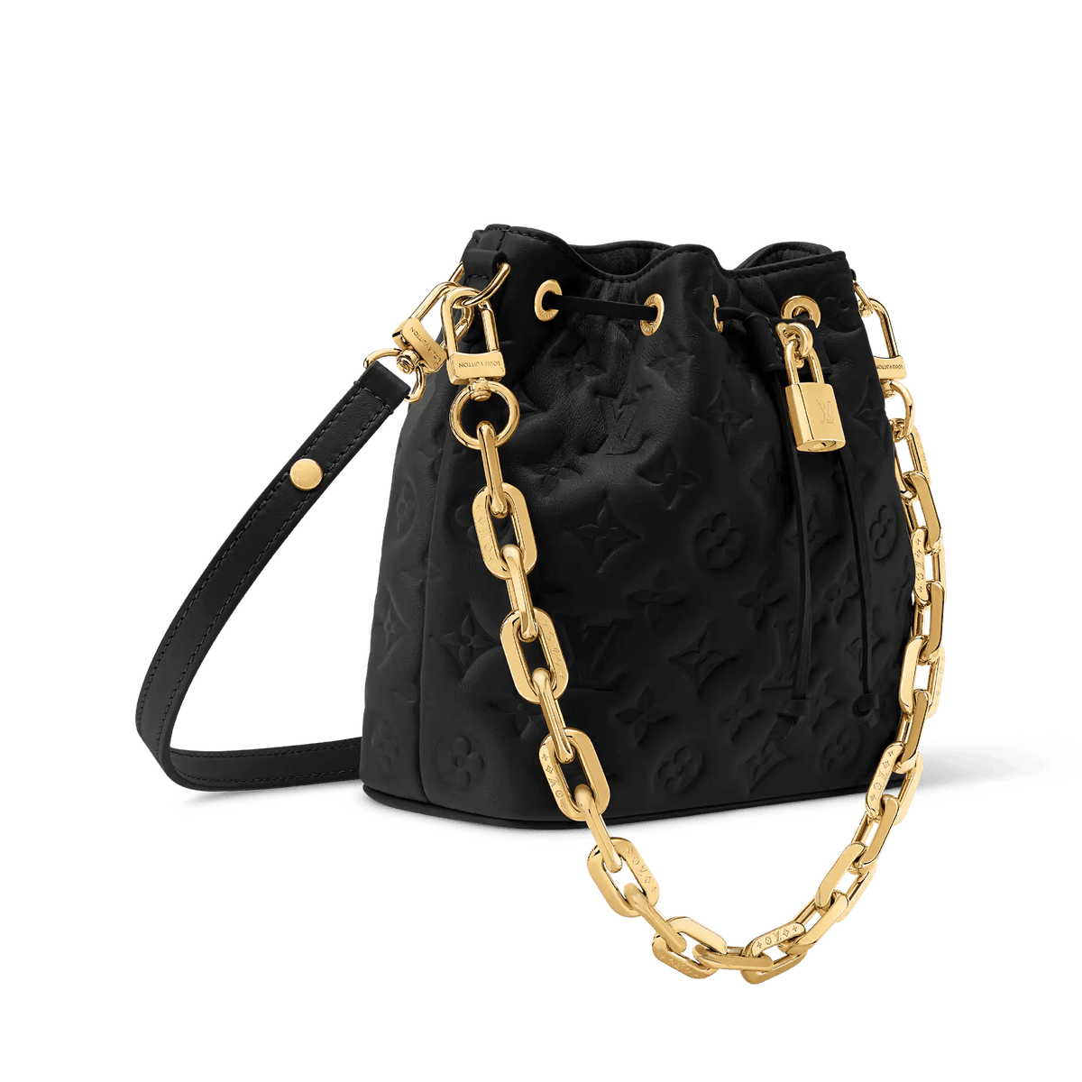 Coussin Bucket Monogram Embossed Lambskin Leather Bucket Bag M26216