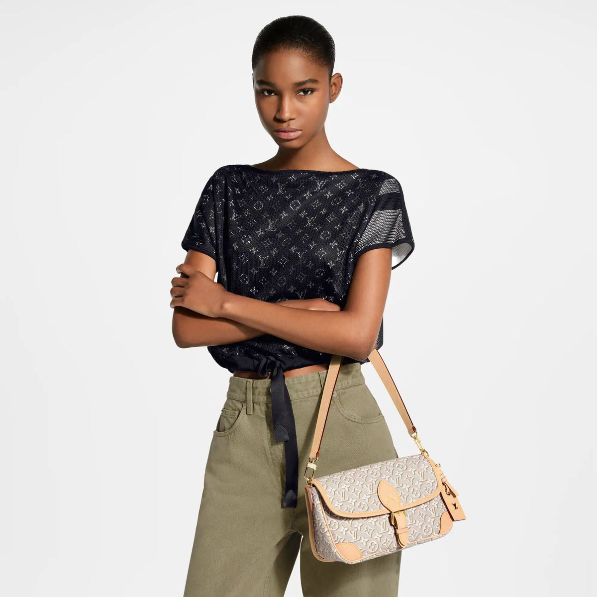 Diane PM Monogram Emblème Peuplier Jacquard Crossbody Bag