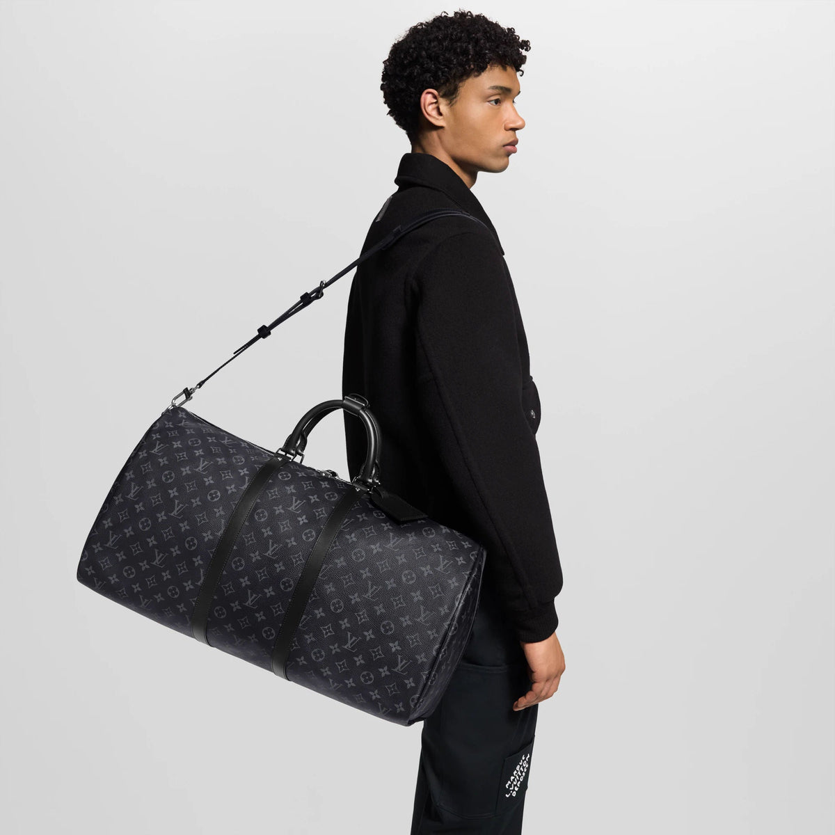 Keepall 55 Bandoulière Bag Monogram Eclipse Grey Shoes