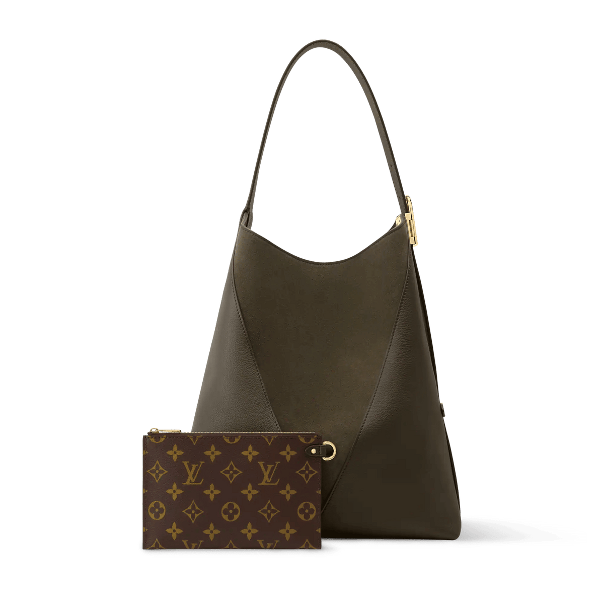 Low Key Hobo MM Dark Fango Leather Hobo Bag