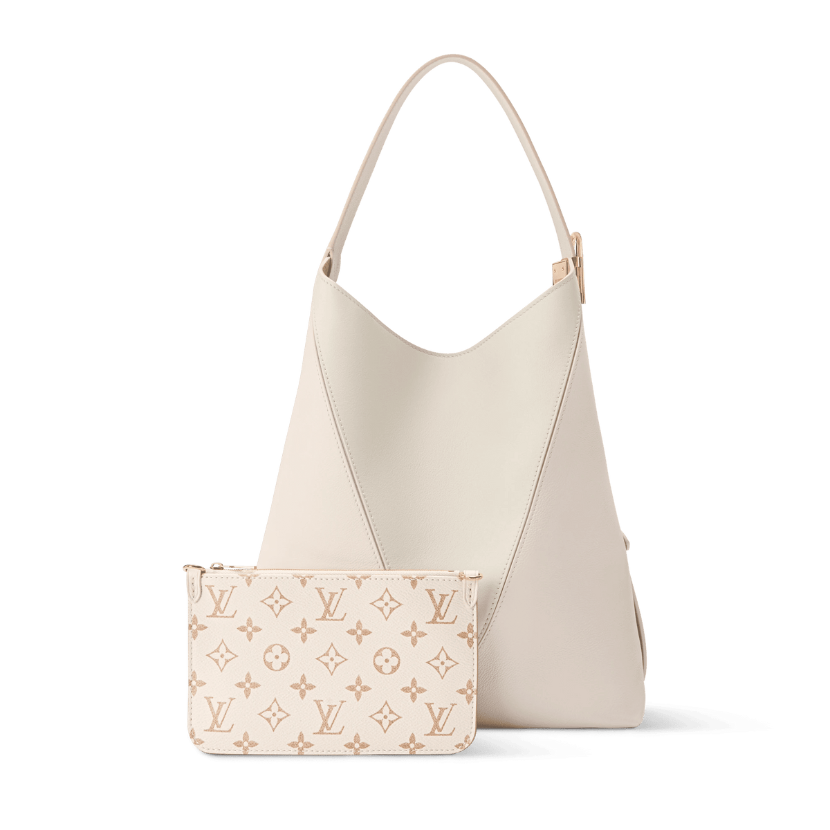 Low Key Hobo MM Quartz Gray Calfskin Hobo Bag