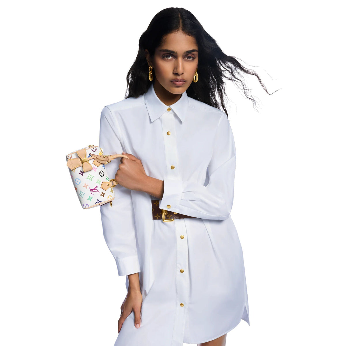 Nano Speedy Multicolore Blanc Monogram Coated Canvas Handbag M13391