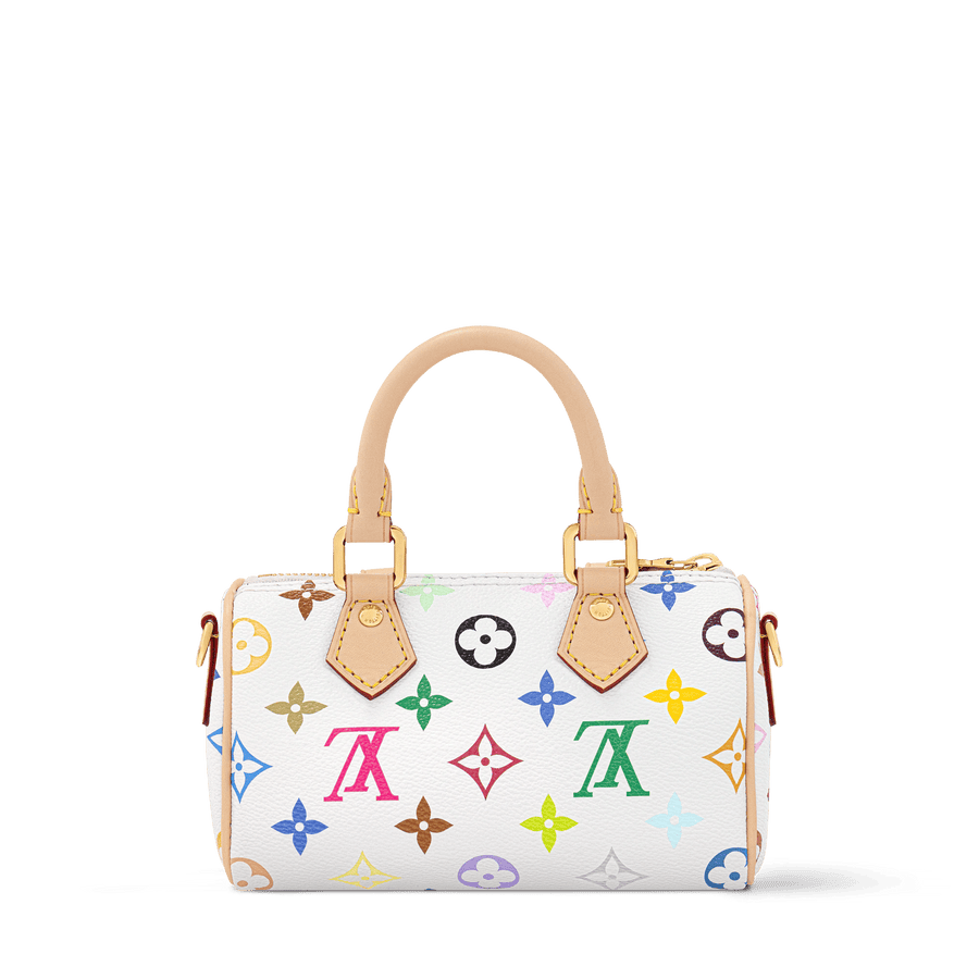 Nano Speedy Multicolore Blanc Monogram Coated Canvas Handbag