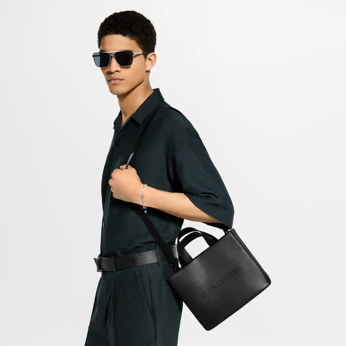 Mini Shopper Tote Monogram Calf Leather Black Collection