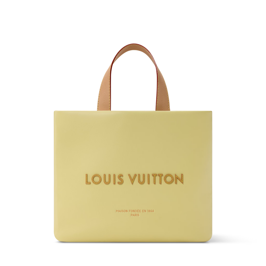Mini Shopper Designer Tote Bag Calfskin Leather Daisy Yellow Gold-Toned Hardware