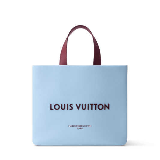 Mini Shopper Designer Tote Bag Calfskin Leather Frost Blue Silver-Toned Hardware