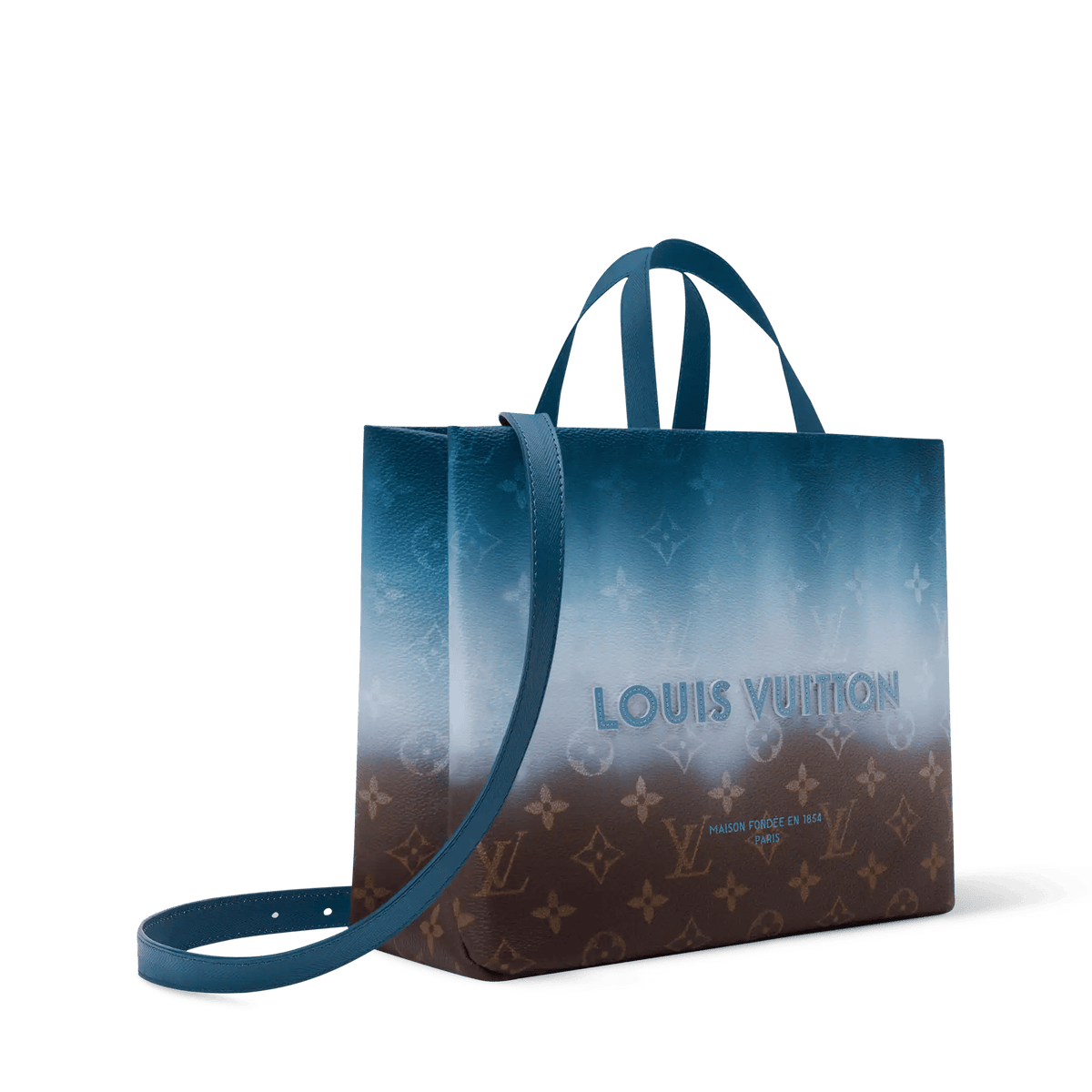 Mini Shopper Tote Monogram Pigment Blue
