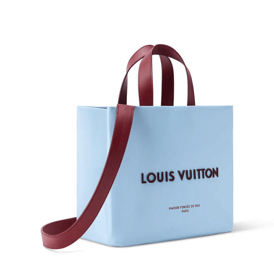 Mini Shopper Designer Tote Bag Calfskin Leather Frost Blue Silver-Toned Hardware