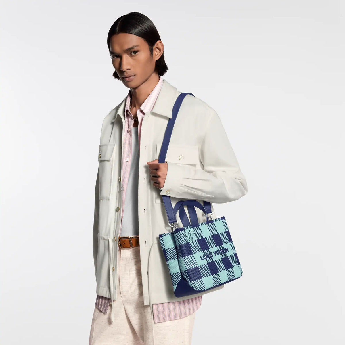 Mini Shopper Tote Monogram Damier Blue