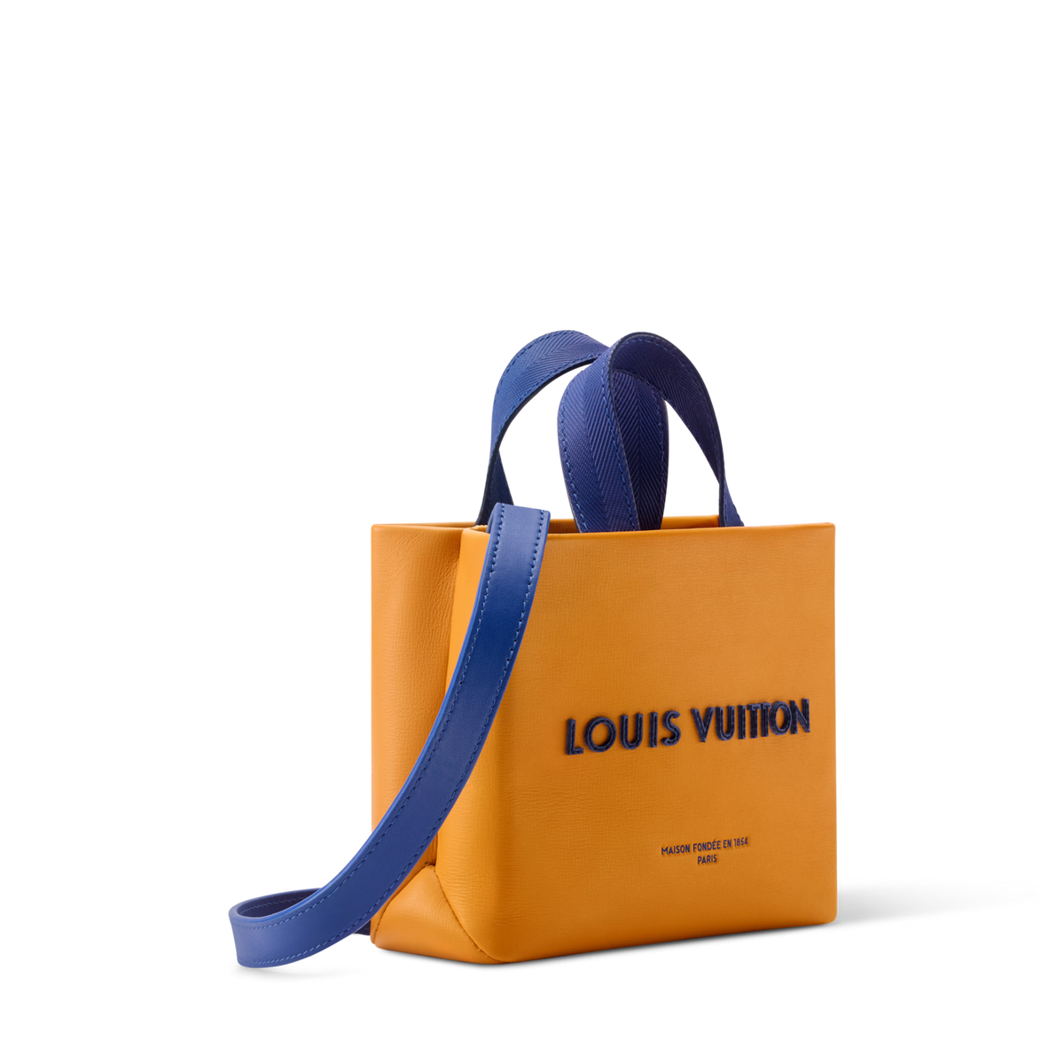 Nano Shopper Designer Tote Bag Calfskin Leather Saffron Silver-Toned Hardware