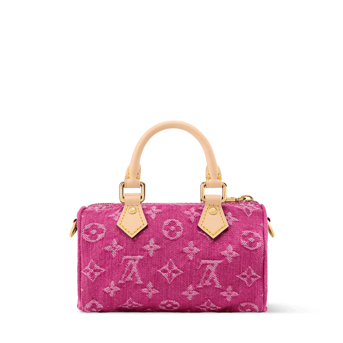 Nano Speedy Monogram Denim Fuchsia Calfskin Nano Bag
