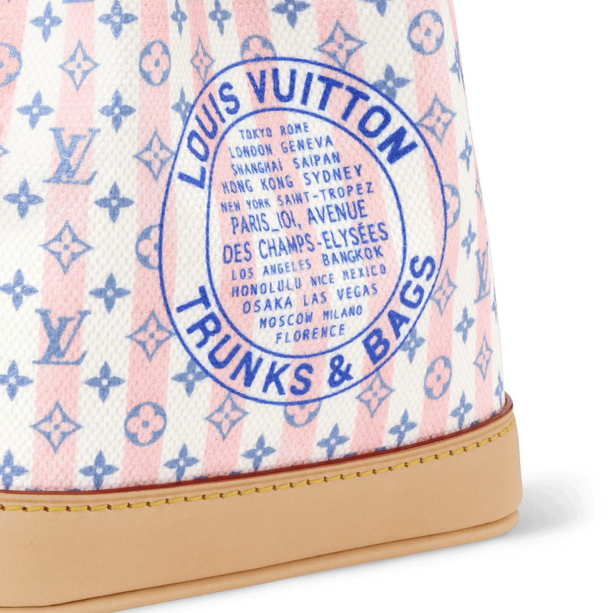 Nano Noé LV Stamp Blue Minigram Canvas Nano Bag