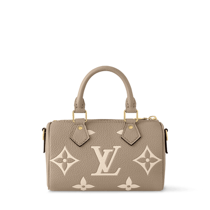 Nano Speedy Monogram Empreinte Leather Dove Cream Gold-Toned Hardware