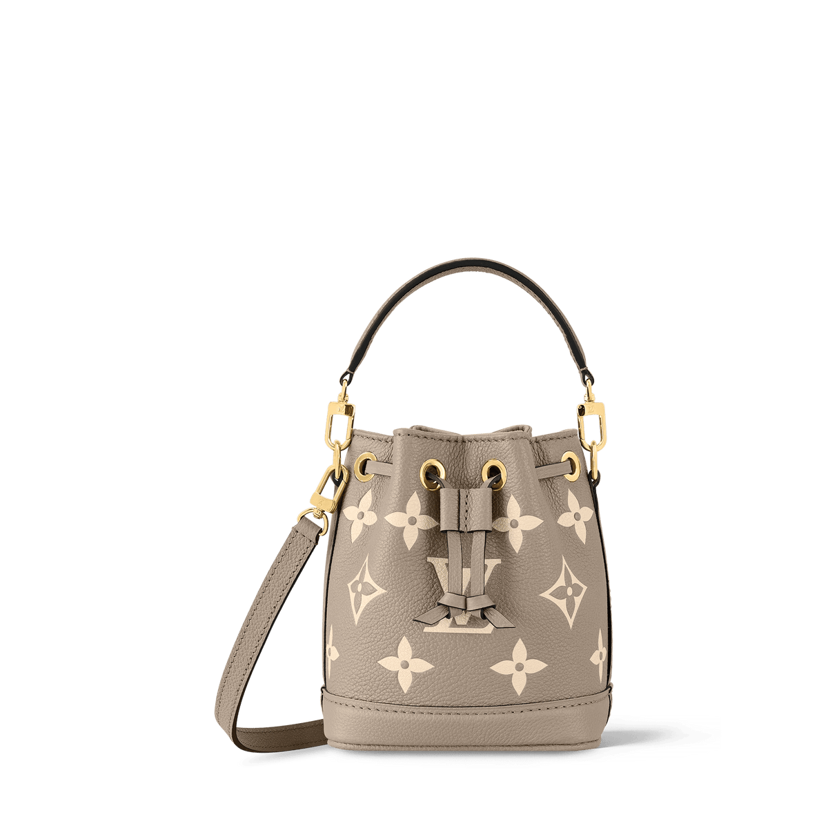 Nano Noé Bicolor Monogram Empreinte Leather Drawstring Bag M46291