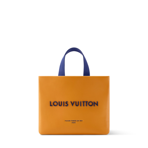 Nano Shopper Designer Tote Bag Calfskin Leather Saffron Silver-Toned Hardware