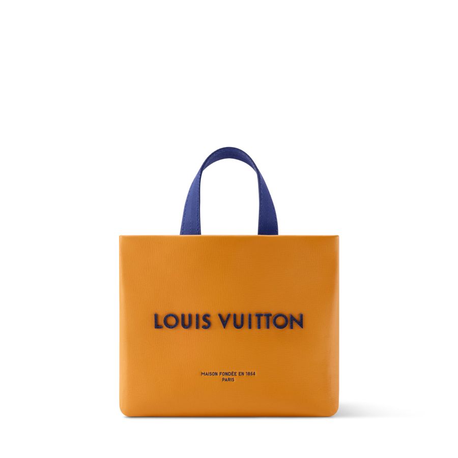 Nano Shopper Designer Tote Bag Calfskin Leather Saffron Silver-Toned Hardware