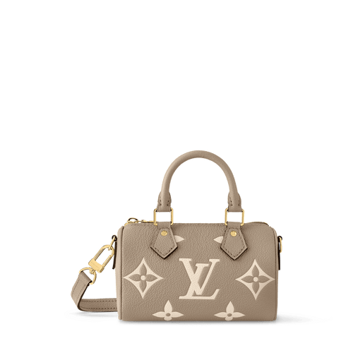 Nano Speedy Monogram Empreinte Leather Dove Cream Gold-Toned Hardware