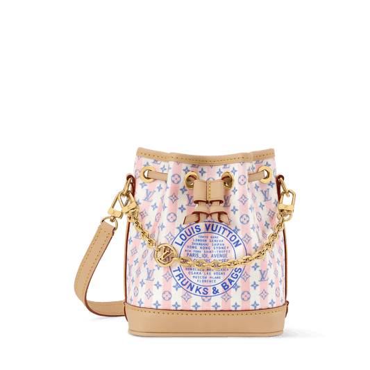 Nano Noé LV Stamp Blue Minigram Canvas Nano Bag