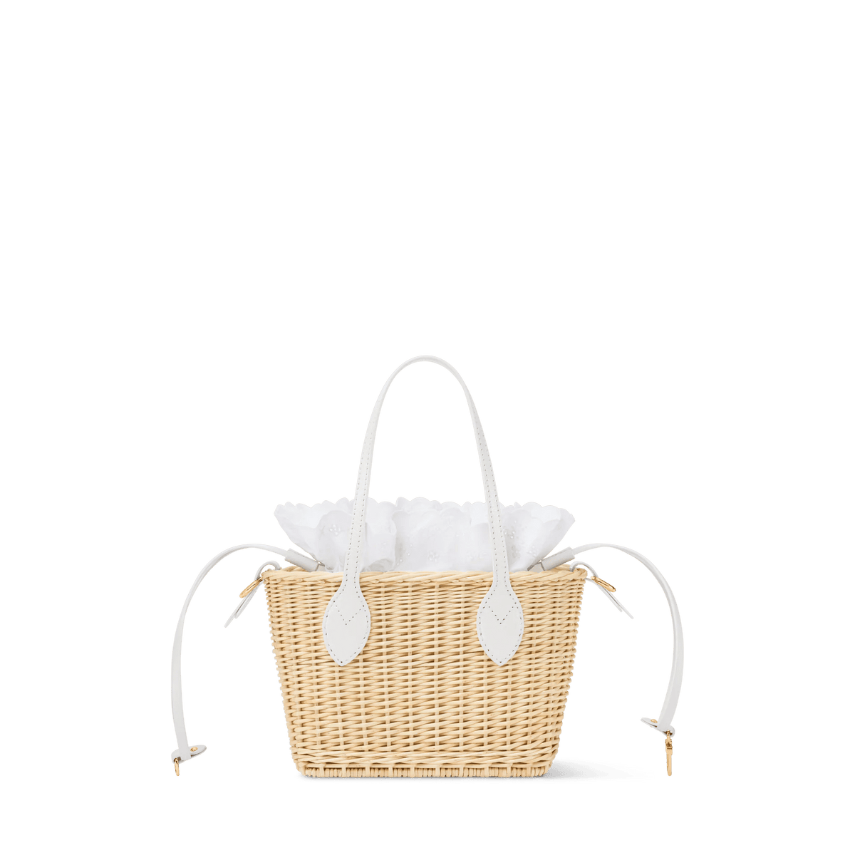 Neverfull BB Off White Wicker Karung Leather Tote Bag