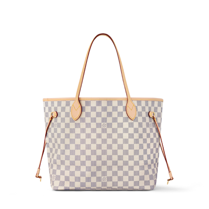 Neverfull MM Damier Azur Coated Canvas Rose Beige Gold-Toned Hardware
