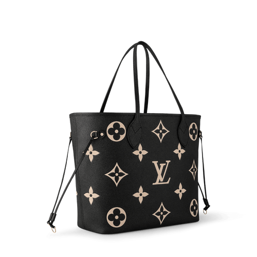 Neverfull MM Black Beige Monogram Empreinte Leather Tote Bag M58907