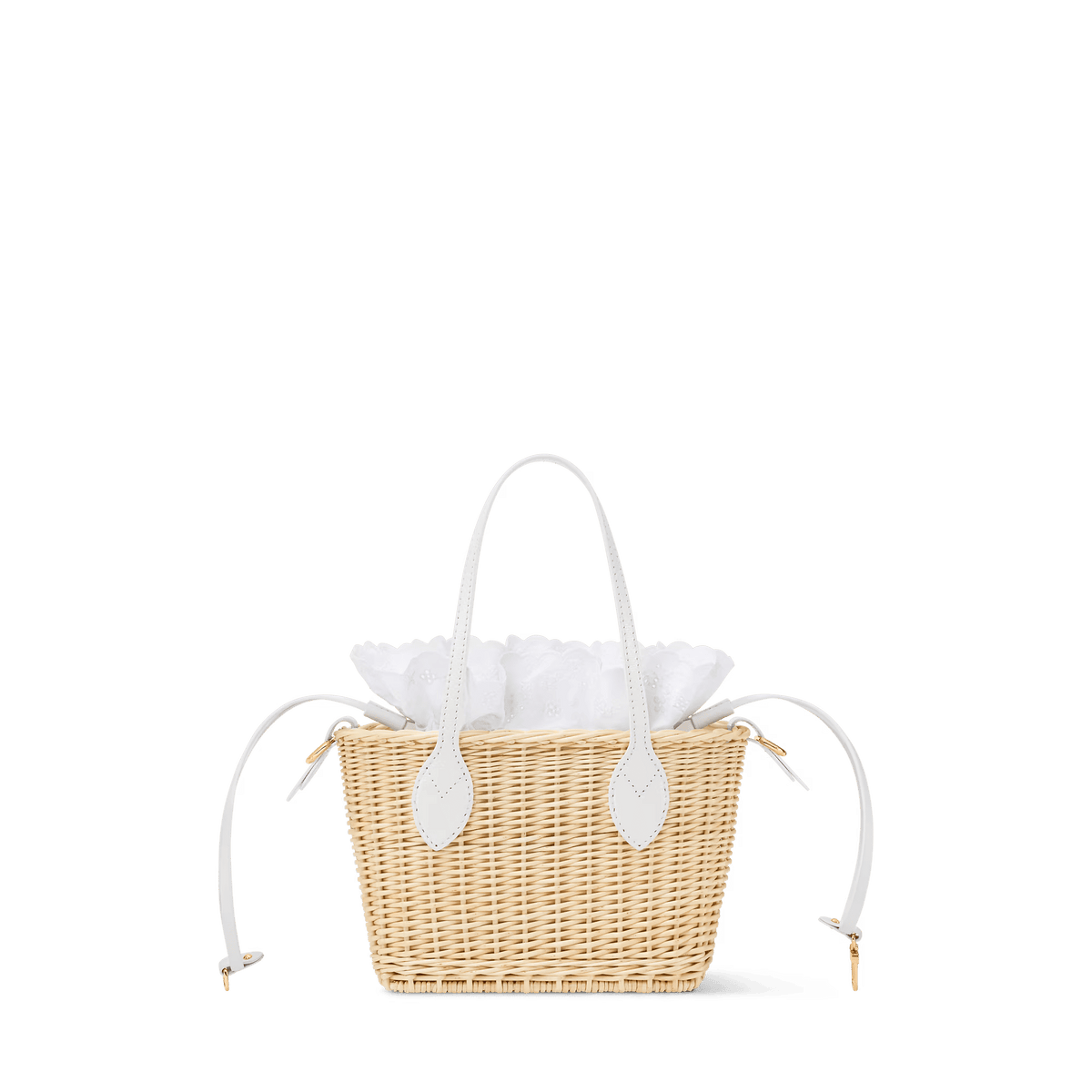 Neverfull BB Woven Woven Wicker Handbag Off White Gold-Toned Hardware