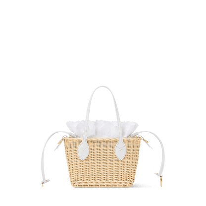 Neverfull BB Woven Woven Wicker Handbag Off White Gold-Toned Hardware