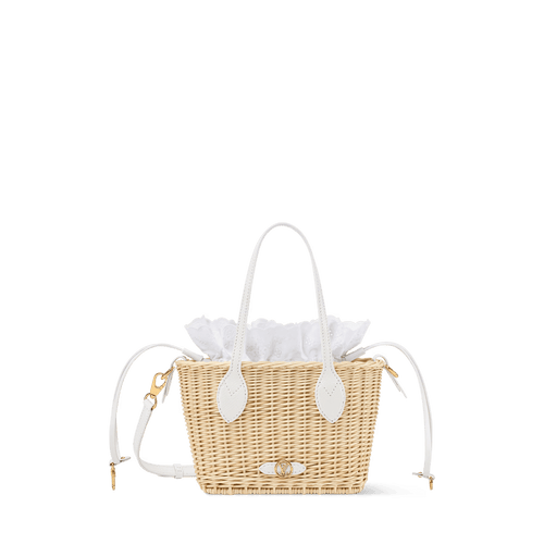 Neverfull BB Woven Woven Wicker Handbag Off White Gold-Toned Hardware