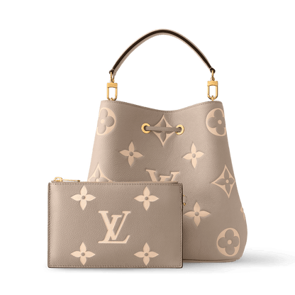 NéoNoé MM Bicolor Monogram Empreinte Leather Tourterelle Gray Gold-Toned Hardware