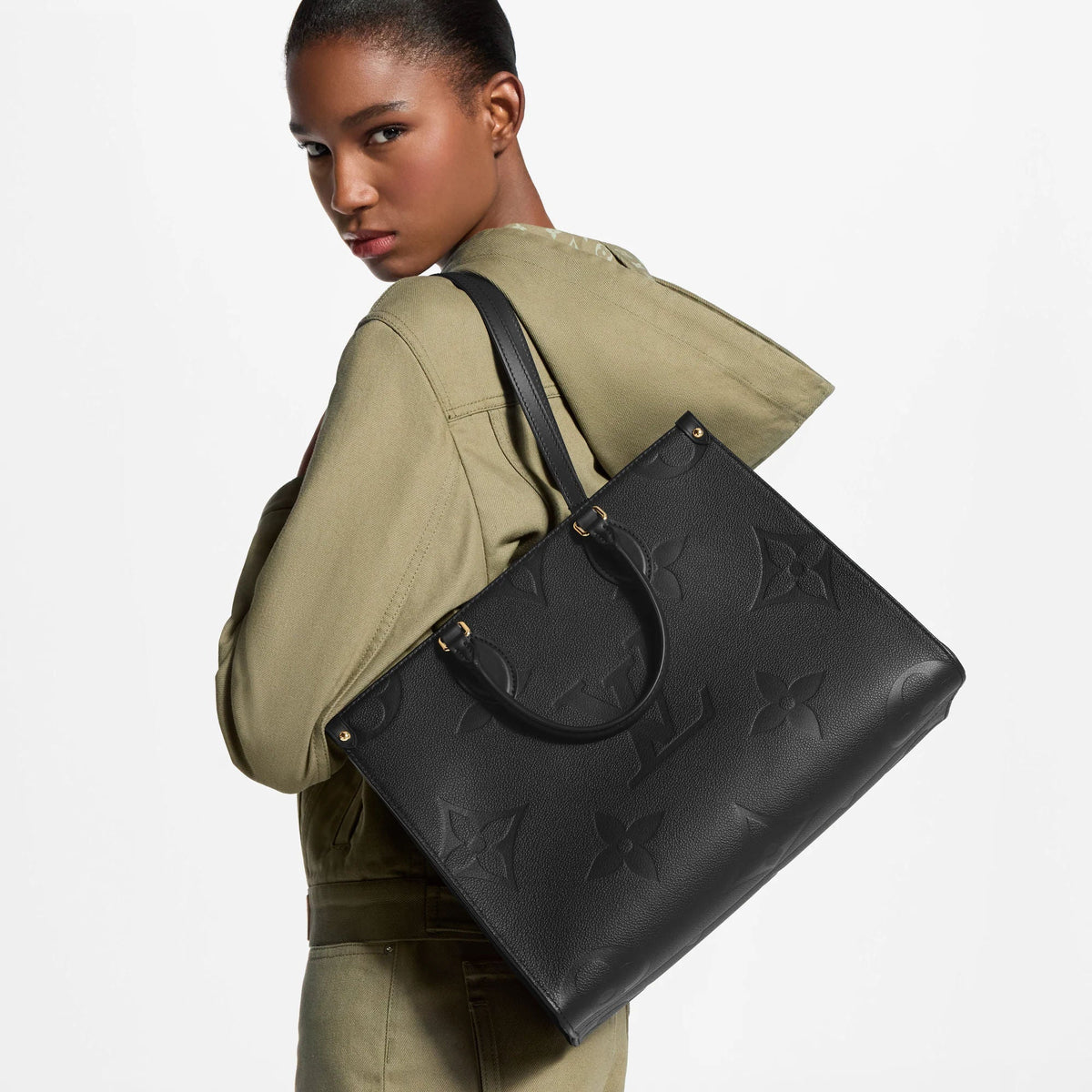 Onthego MM Black Monogram Empreinte Leather Tote Bag M45595