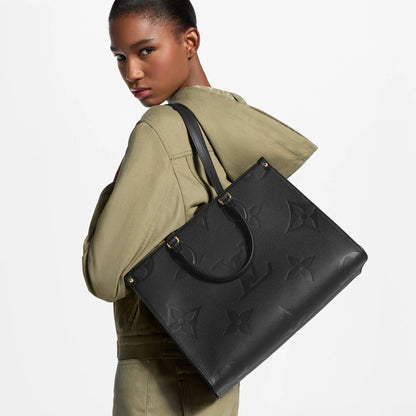 Onthego MM Black Monogram Empreinte Leather Tote Bag M45595