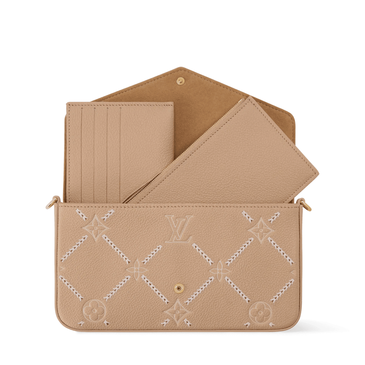 Pochette Félicie Hazelnut Couture Monogram Empreinte Leather Chain Wallet M29482