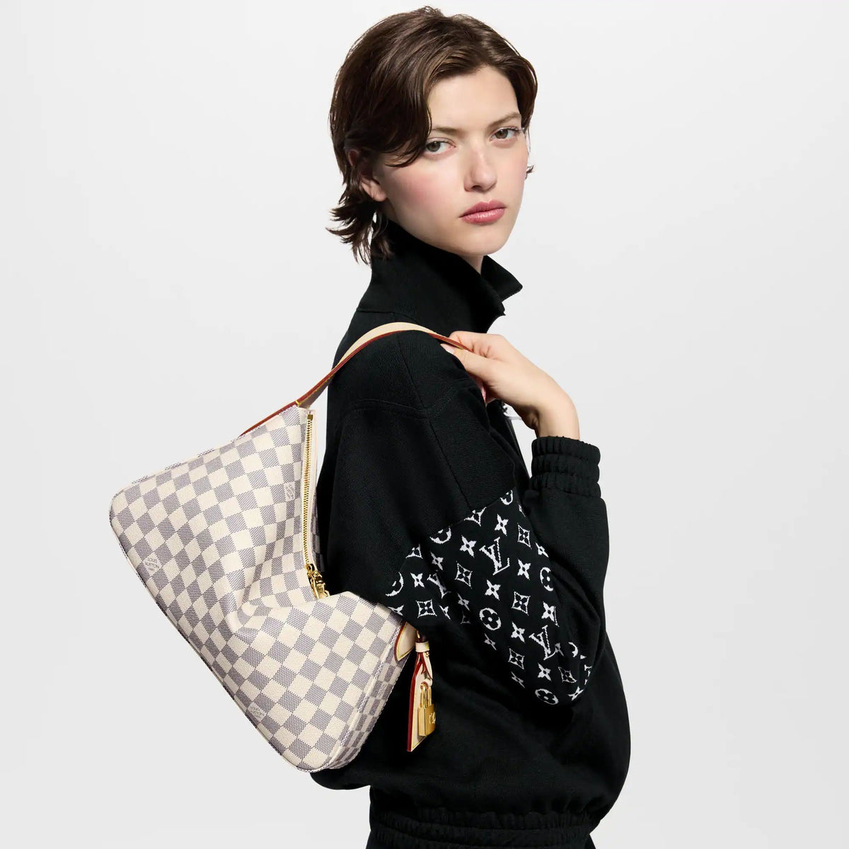 Slouchy PM Damier Azur Coated Canvas Shoulder Bag N00116