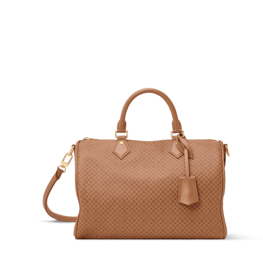 Speedy Soft 30 Minigram Hazelnut Calfskin Tote Bag