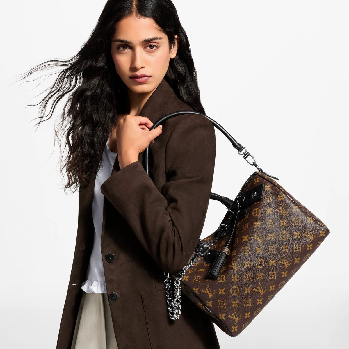 Speedy Soft 30 Dark Monogram Coated Canvas Handbag M12243
