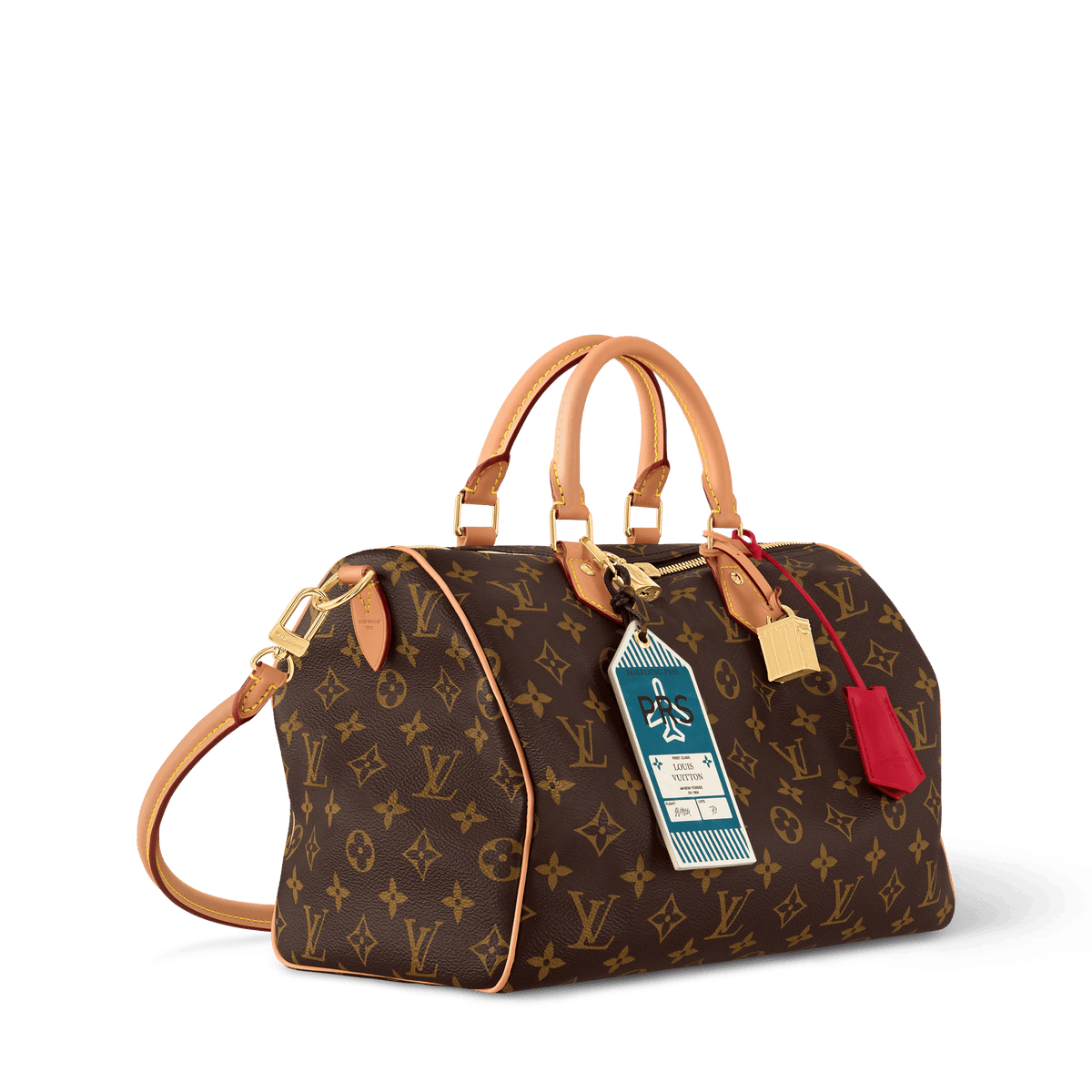 Speedy Soft 30 Crafty Monogram Red Tote Bag