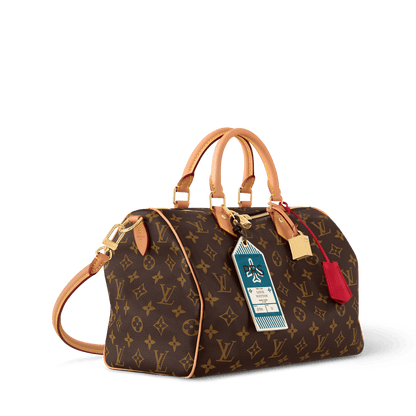 Speedy Soft 30 Crafty Monogram Red Tote Bag