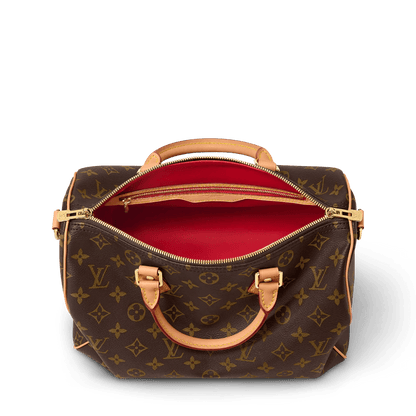 Speedy Soft 30 Crafty Monogram Red Tote Bag
