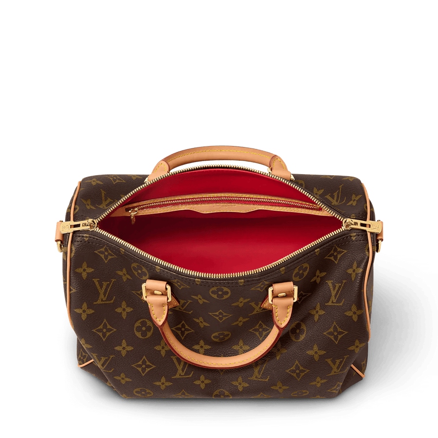 Speedy Soft 30 Crafty Monogram Red Tote Bag